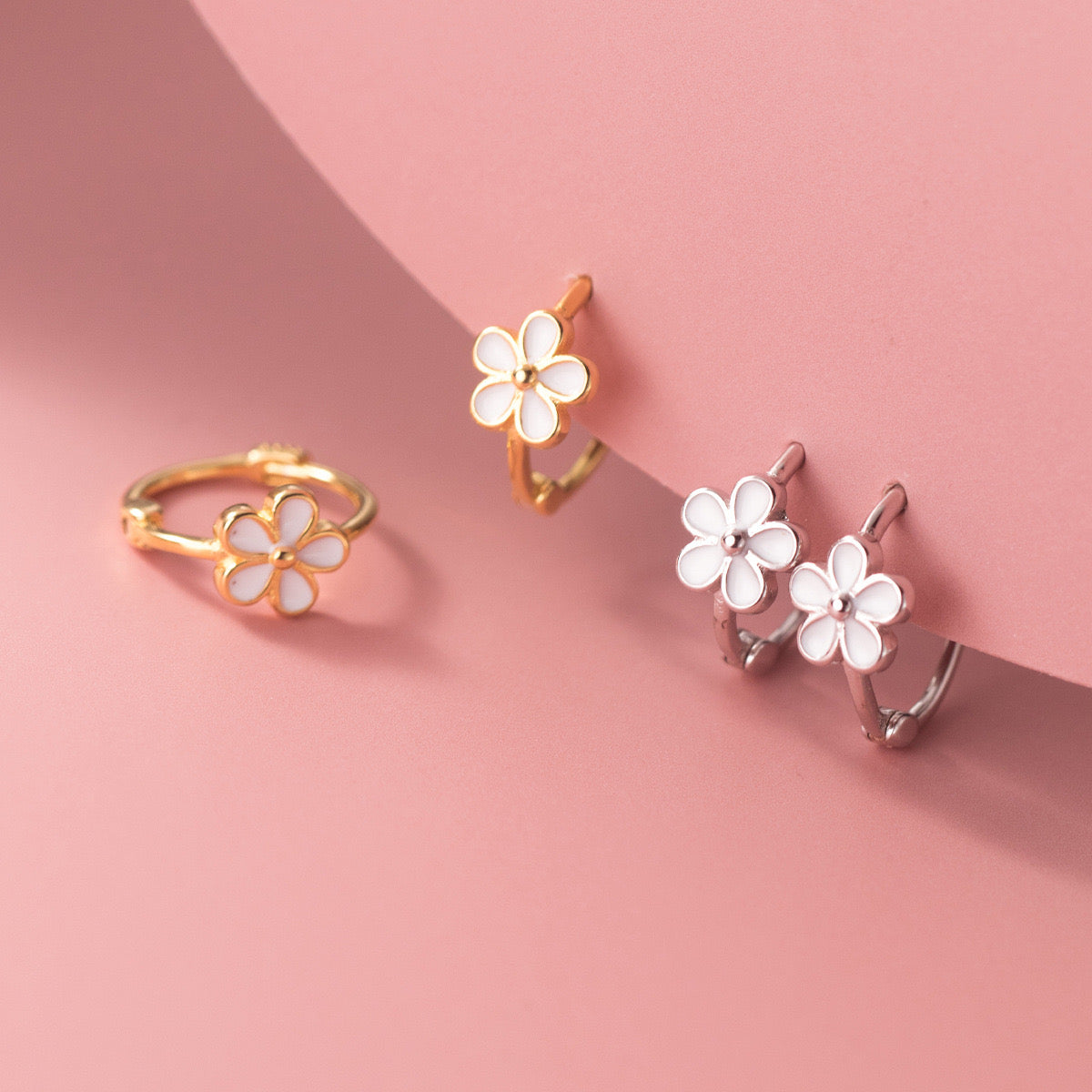 Belinda Flower Huggies Earring