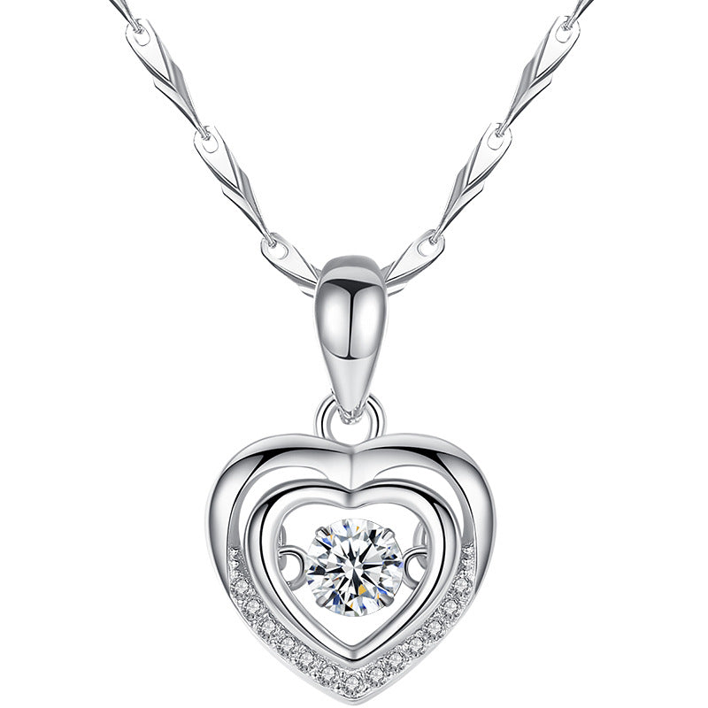 Zoey Heart Dancing Diamond Pendant Necklace