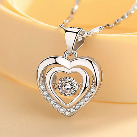Zoey Heart Dancing Diamond Pendant Necklace